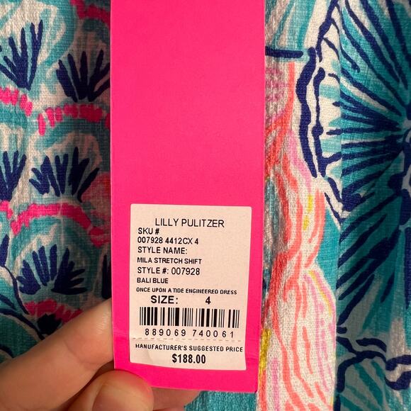 Lilly Pulitzer NEW Mila Stretch Shift Bali Blue Dress Size 4 - Picture 8 of 8